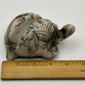 Native American Horse Hair Ceramic Pottery Turtle Business Card Holder